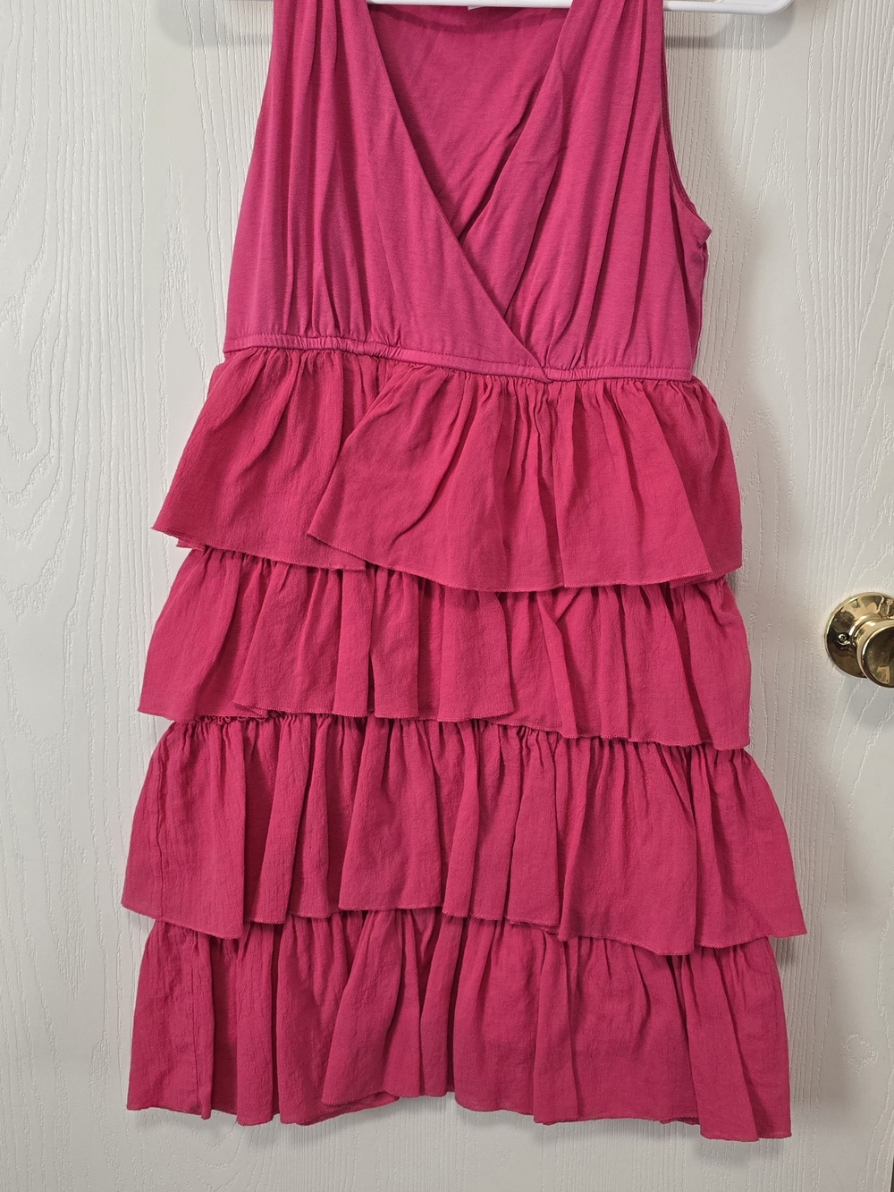 New York & Company Woman Tiered Ruffle Dress in Hot Pink